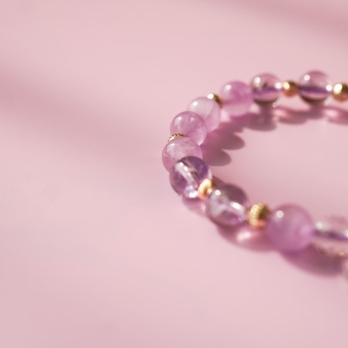 紫鋰輝紫阿塞切面白水晶14KGF手鏈