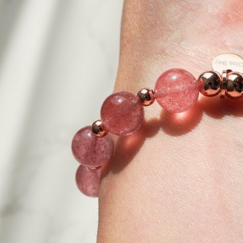 草莓晶14kGF銀玫瑰金手鏈