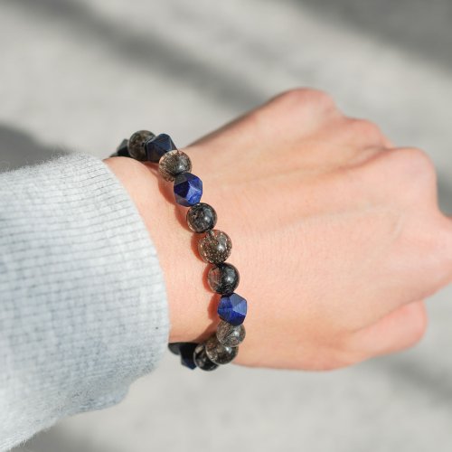 黑加侖超七黑髪晶切面藍虎眼手鏈