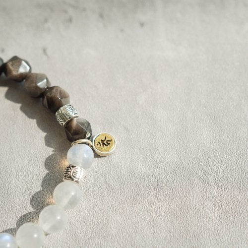 藍月光石銀曜石生肖轉運925純銀手鏈