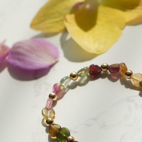 愛心形碧璽925純銀手鏈