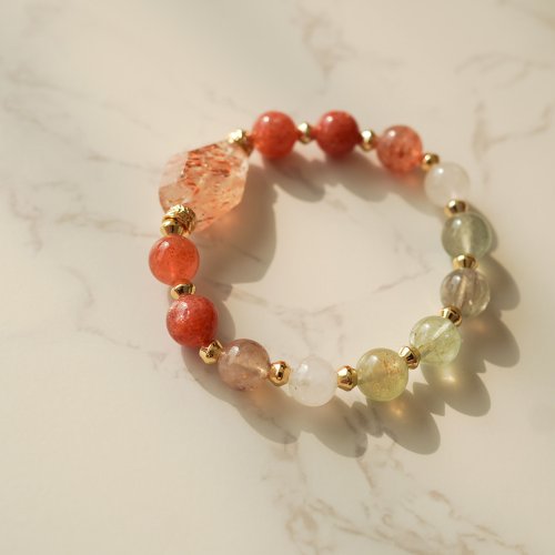 天然黑金超隨型珠阿魯沙14KGF手鏈