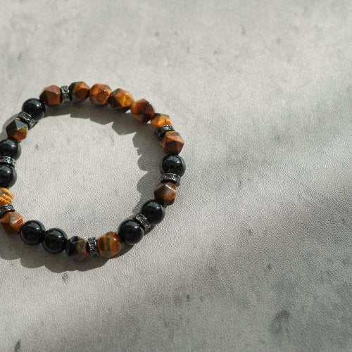 天然黃虎眼黑曜石14KGF手鏈