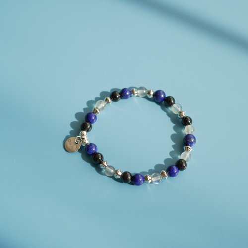 青金石黑碧璽拉長石14KGF手鏈