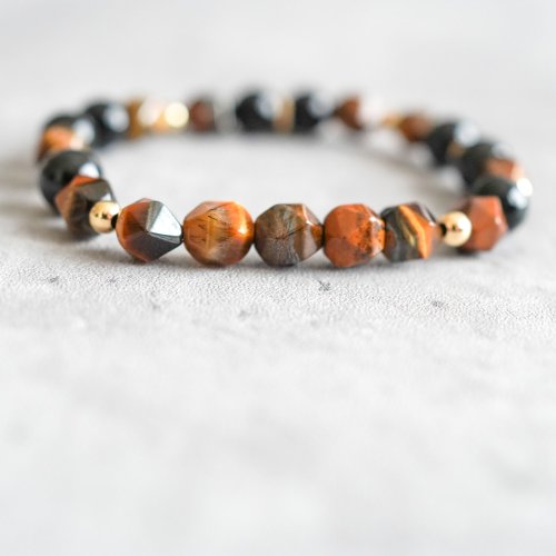 天然黃虎眼黑曜石925純銀手鏈