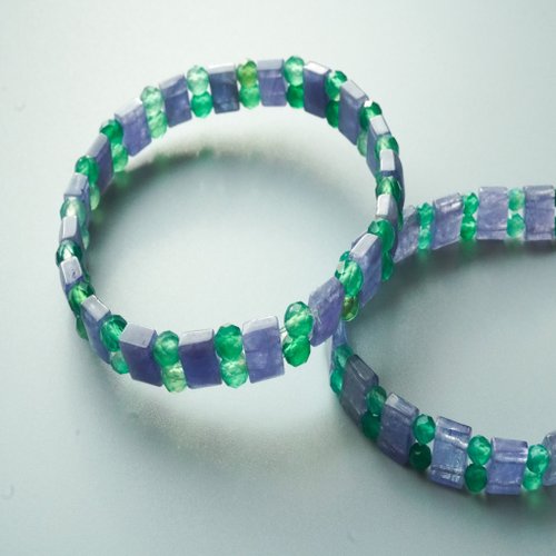 坦桑石綠瑪瑙手排手鏈