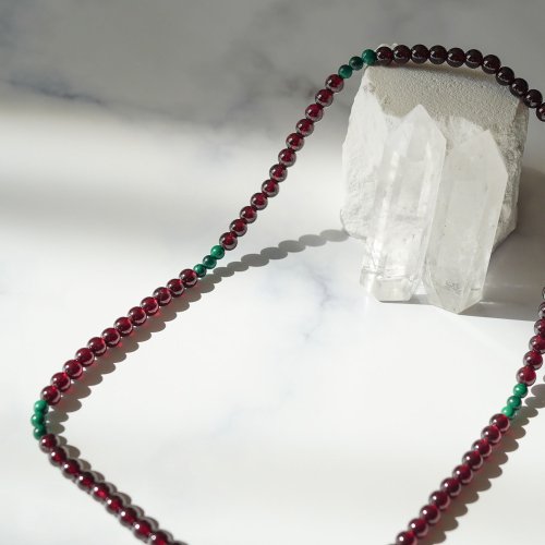 石榴石孔雀石彈性手鏈