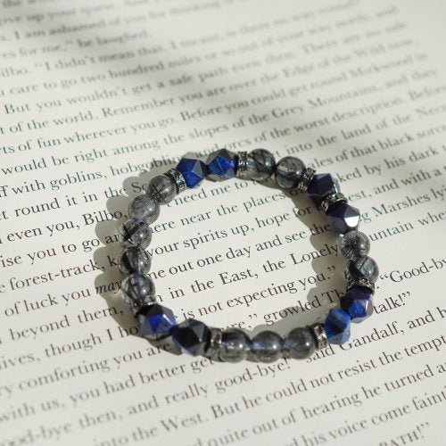 切面藍虎眼黑髪晶14KGF手鏈