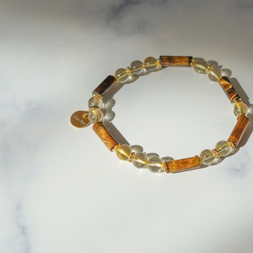 虎眼管珠黃水晶14KGF手鏈