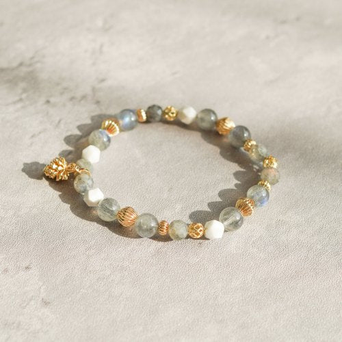 拉長石切面白松石14GF手鏈