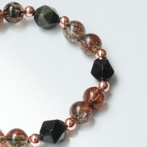 黑金超七金矅石925純銀包玫金手鏈