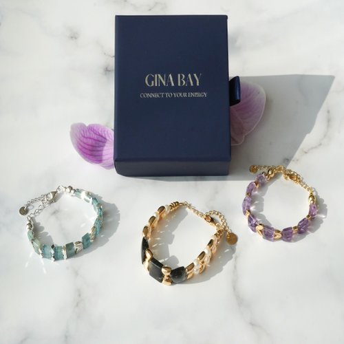 黑髮晶手排淡水珍珠14KGF手鏈