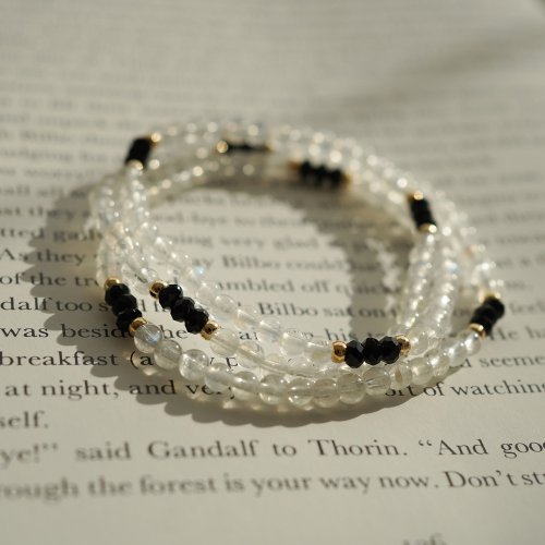 藍月光石切面黑碧璽14KGF手鏈