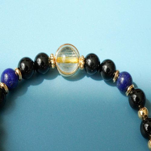 金髮晶黑碧璽白松石14KGF手鏈