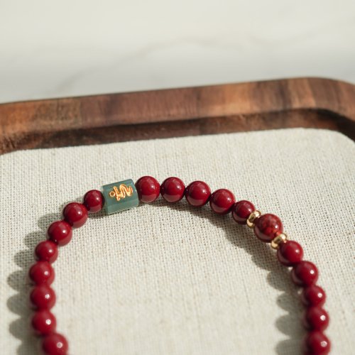 天然原礦轉運紫晶砂晶體砂翡翠六字真言珠925純銀手鏈