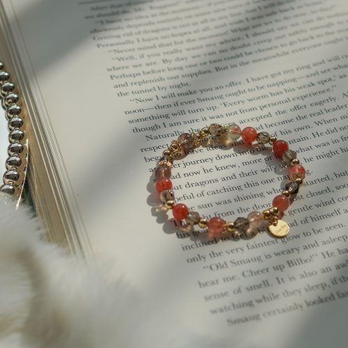 黑金超七阿魯沙茶晶14KGF手鏈