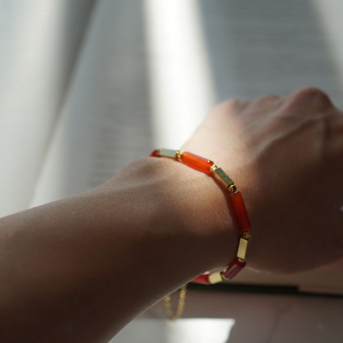 紅瑪瑙14KGF磁扣手鏈