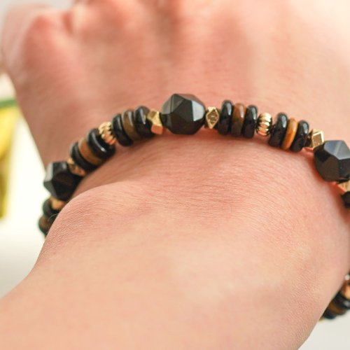 切面金矅石虎眼算盤14KGF手鏈