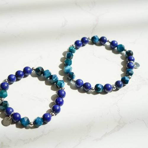 切面藍虎眼青金石14KGF手鏈