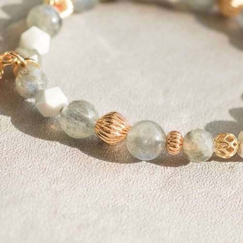 拉長石切面白松石14GF手鏈