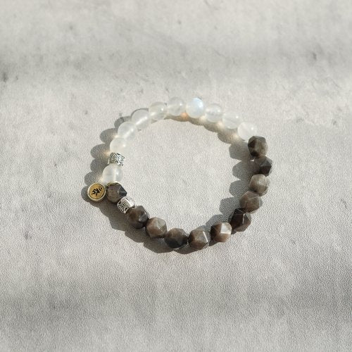 藍月光石銀曜石生肖轉運925純銀手鏈