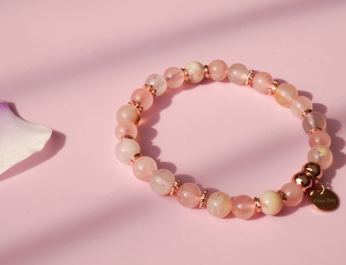 櫻花瑪瑙芙蓉粉晶14KGF手鏈