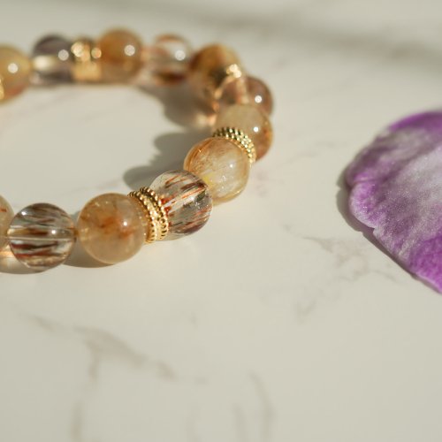 金髪晶黑金超七髪晶14KGF手鏈