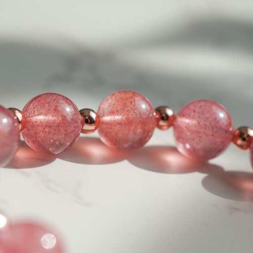 草莓晶14kGF銀玫瑰金手鏈