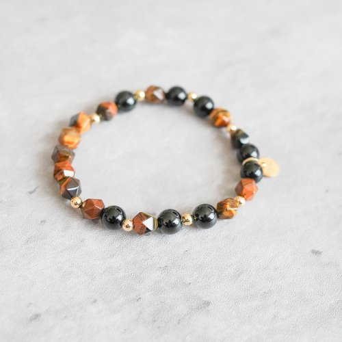 天然黃虎眼黑曜石925純銀手鏈