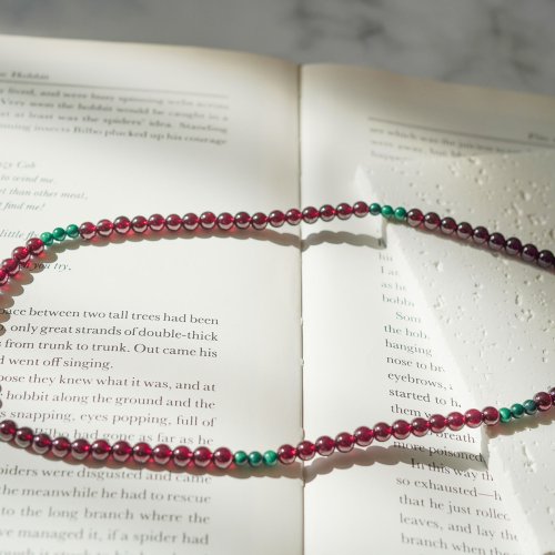 石榴石孔雀石彈性手鏈