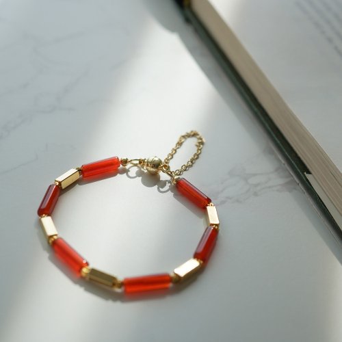 紅瑪瑙14KGF磁扣手鏈