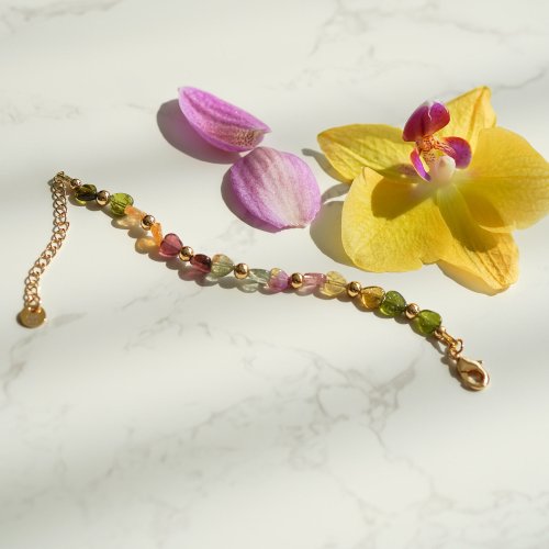 愛心形碧璽925純銀手鏈