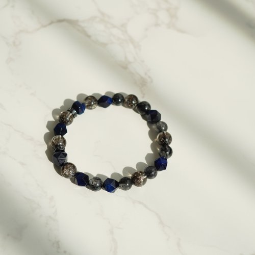 黑加侖超七黑髪晶切面藍虎眼手鏈