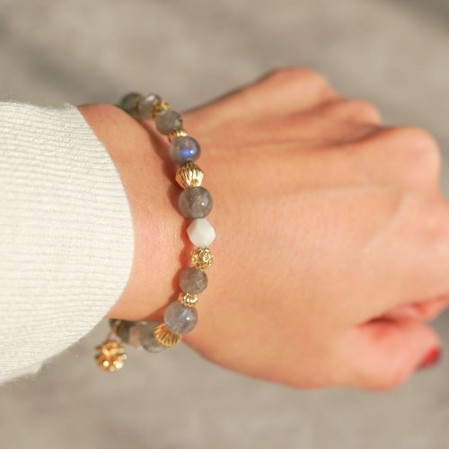 拉長石切面白松石14GF手鏈