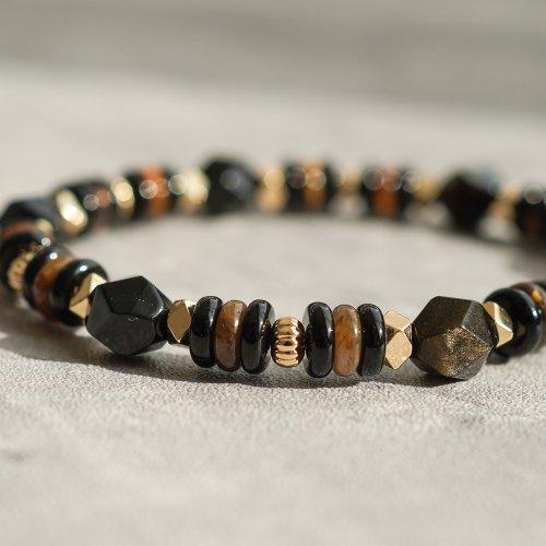 切面金矅石虎眼算盤14KGF手鏈