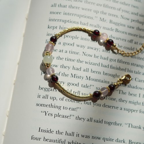 和田玉馬粉晶石榴石925純銀包金手鏈