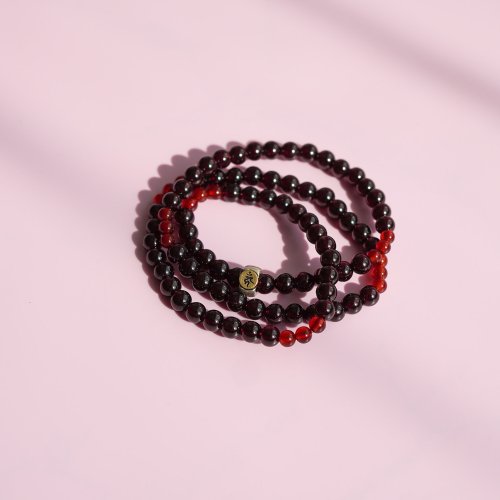 石榴石紅瑪瑙生肖轉運925純銀手鏈