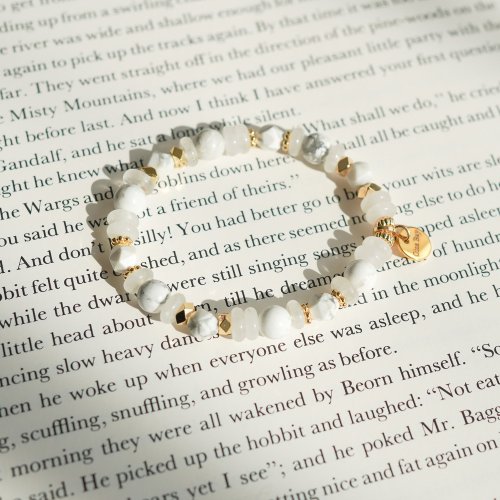 白松石白幽靈算盤珠14KGF手鏈