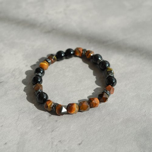 天然黃虎眼黑曜石14KGF手鏈