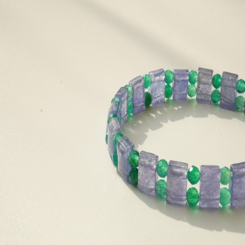 坦桑石綠瑪瑙手排手鏈