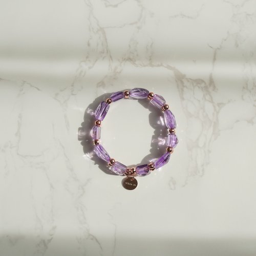 紫水晶14KGF玫瑰金手排手鍊