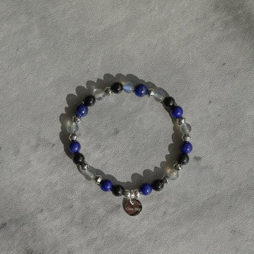 青金石黑碧璽拉長石14KGF手鏈