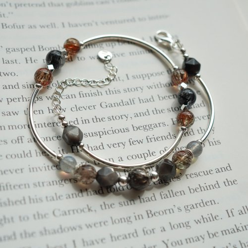 黑髮晶太陽石銀曜石黑金超七拉長石925純銀雙鏈