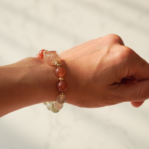 天然黑金超隨型珠阿魯沙14KGF手鏈