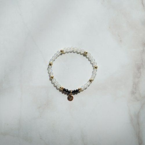 藍月光石切面黑碧璽手鏈