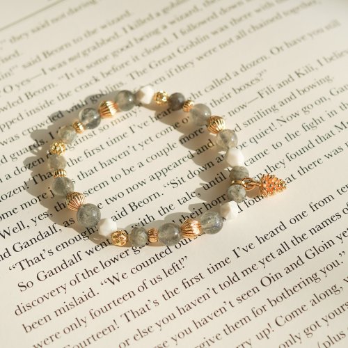 拉長石切面白松石14GF手鏈