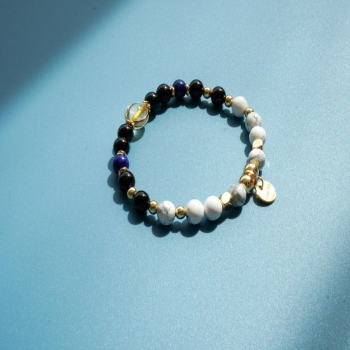 金髮晶黑碧璽白松石14KGF手鏈