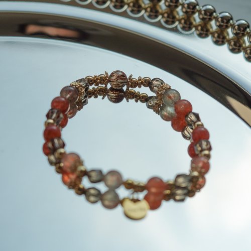 黑金超七阿魯沙茶晶14KGF手鏈