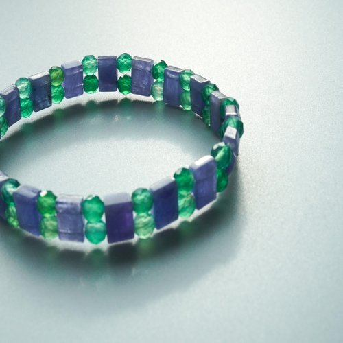 坦桑石綠瑪瑙手排手鏈