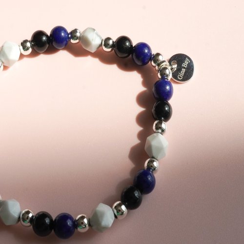 青金石黑碧璽白松石14KGF手鏈